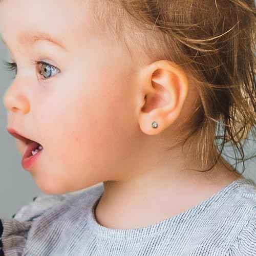 Ear Piercing Kit Gold - Safety Backs Disposable Ear Piercing Gun Kit Made in 316L Surgical Stainless Steel | At Home Self Piercing Kit with Preloaded CZ Stud Earrings | 2 Pack (4mm)