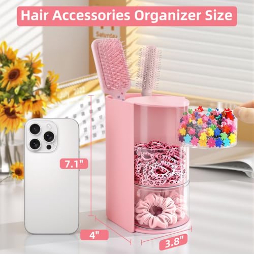 Rotating Hair Accessories Organizer, 3-Tier Holder for Clips, Ties & Brushes