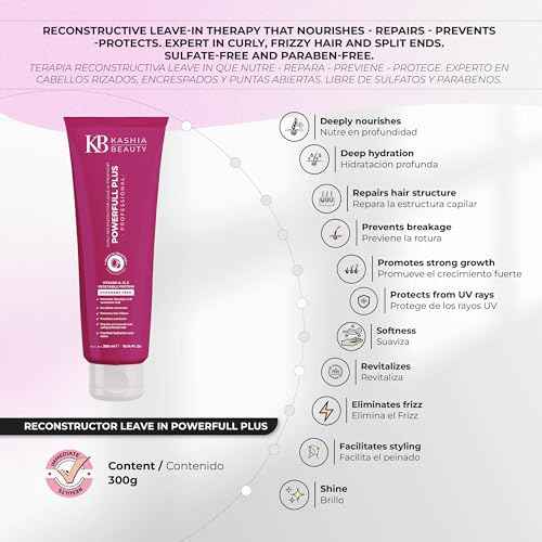 Kashia Beauty Reconstructor Leave-In Powerfull Plus 10.1 oz ? Plant-Based Collagen Hair Treatment ? Anti-Frizz UV Protection ? Deep Hydration with Shea Kokum & Illipe Butters