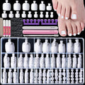 Teenitor White Press-On Toenails – 240pcs in 15 Sizes with Glue