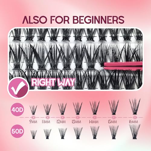 Lash Clusters Kit 280pcs 9-16mm Volume Hybrid Eyelashes