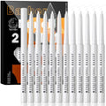 Noerrors 12Pcs White Barber Pencil Set for Lineup Magic Hairline Pencils Beard Guide Pen Barber Chalk for Beard Hair Design Rotatable Retractable Edge Hair Trace Shaping Makeup Tool for Men