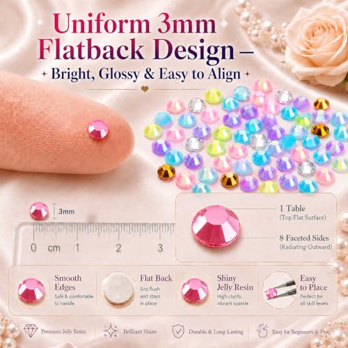 40000Pcs Resin Rhinestones Bedazzler Kit 3mm 40 Colors