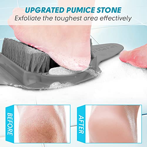 BESKAR Shower Foot Scrubber Mat with Built-In Pumice Stone & Suction Cups