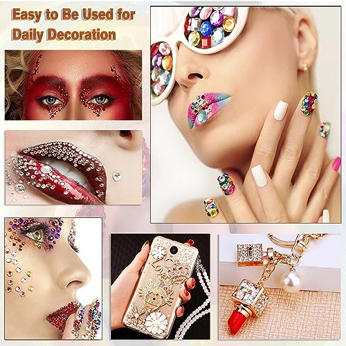 5040pcs Flatback Crystal Rhinestones Half Round Glue Fix Rhinestone Diamantes Gems for Crafts Nail Art（Transparent AB,SS10/2.7-2.9mm