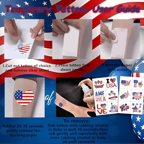 180Pcs Patriotic Temporary Tattoos - 4th of July Party Favors