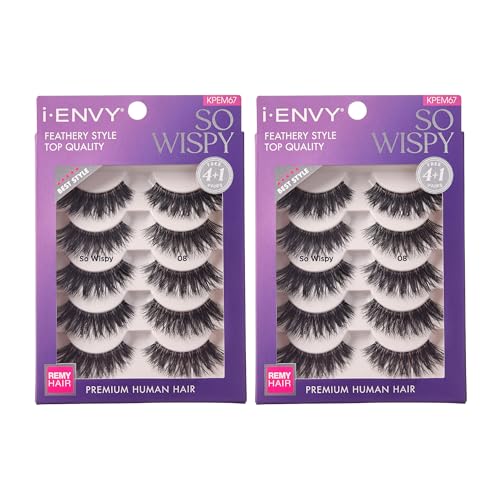 i?ENVY 10 Pairs So Wispy False Lashes (2 Pack), Premium Quality 100% Human Hair, Fluffy Feathered Eyelashes with Volume & Curl, Natural Look, Lightweight, Comfortable, Reusable for Everyday Wear