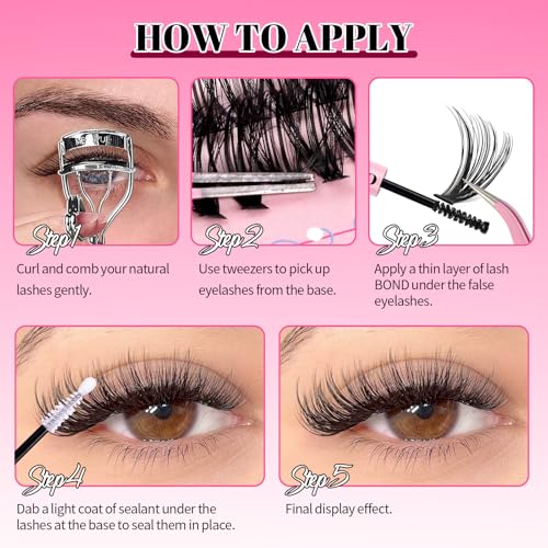 240Pcs Lash Clusters Kit 30D 40D with Bond & Tweezers