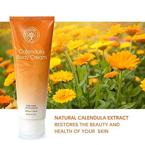 L¡¯EUDINE Calendula Cream ? Pack of 3-4fl oz Calendula Body Cream for Acne, Wrinkles, Fine Lines, Scars ? Calming and Soothing Repair Cream ? Natural Calendula Extract with Vitamin E, Echinacea