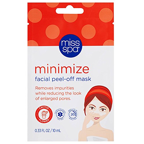 MISS SPA Minimize Facial Peel-Off Mask Pore Tightening Blackhead Removal Peel Off Face Mask with Cactus Flower Extract Deep Cleansing, Removes Impurities & Reduces Look of Enlarged Pores, 4 Pack