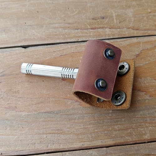 Handmade leather Double Satety Edge Razor Head Protective Sheath For men, Leather Shaving Travel Cover Fits Most Safety Razors (Brown)