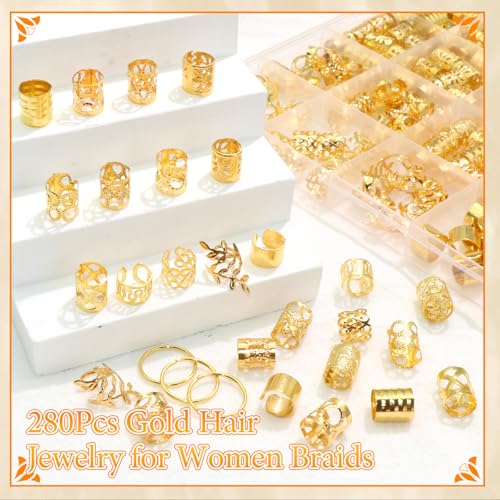 280PC Gold Hair Jewelry Set for Braids, Locs & Dreadlocks