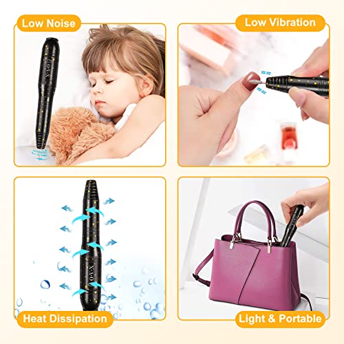 OVX Gold Black Portable Electric Nail Drill Machine for Acrylic Nails