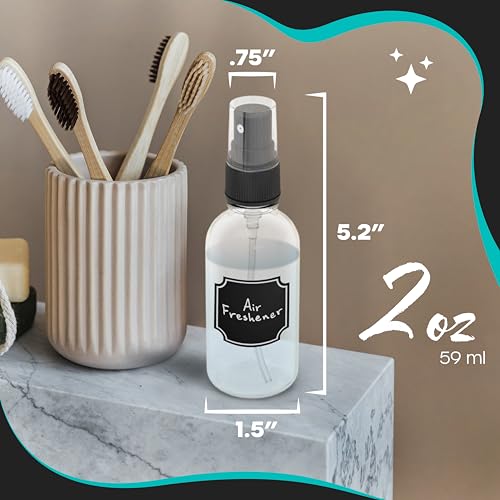 Nevlers Clear Glass Spray Bottles 2 Oz 48 Pack | Empty Spray Bottles Mist Sprayer Set with Funnel, Brush & More | Mist Bottle For Use As Atomizer Sprayer for Perfume & Cologne Travel Bottle
