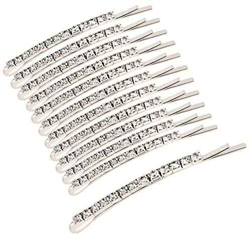 12 Rhinestone Bobby Pins Silver Crystal Hair Clips
