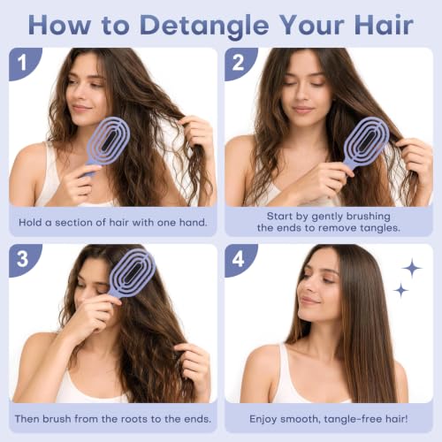 Segbeauty Blue Travel Wig Extension Detangler Brush - Long Handle