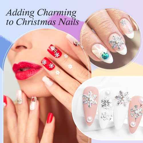 20PCS Silver Snowflake Nail Charms for DIY Christmas Nails