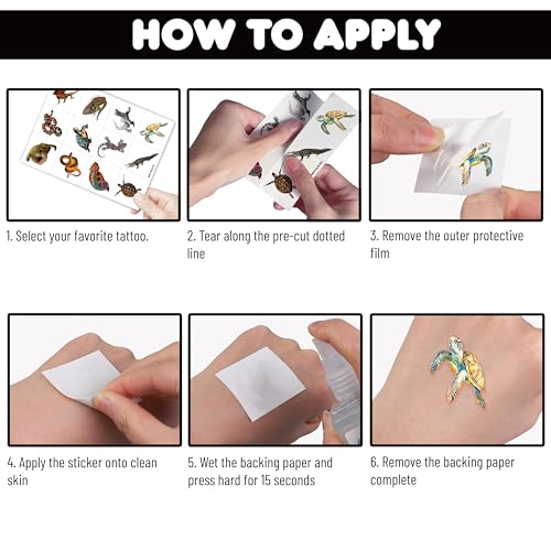 96 Pcs Reptile Temporary Tattoos for Kids Party Favors