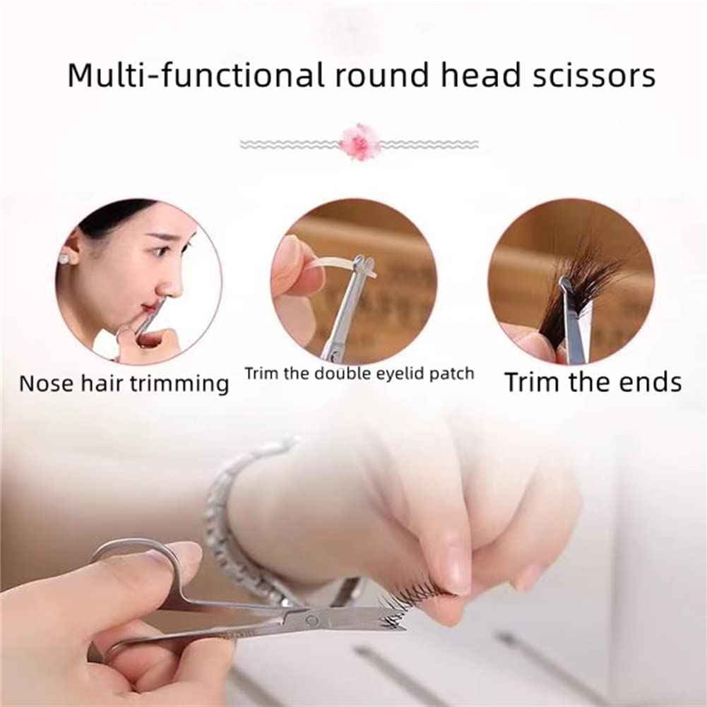 XUJINCN Nose Hair Scissors,3.45in small scissors,Nose Hair Trimmer for Women/Men,Round Nose Safety Scissors,For Trimming Nose Hair,Eyebrow trimming,Mustache,Beard,Eyelashes
