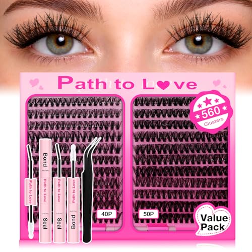 560pcs Lash Clusters Kit with Bond, Seal & Tweezers