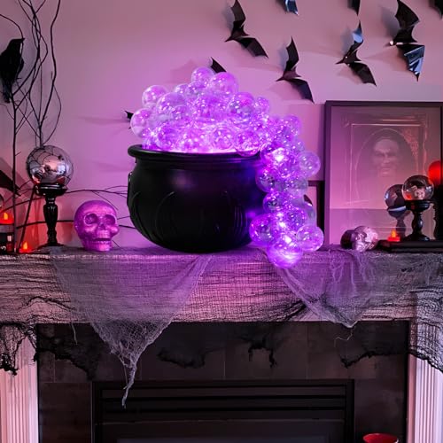 Halloween Indoor Bubbling Cauldron Decor Set with Lights & Accessories