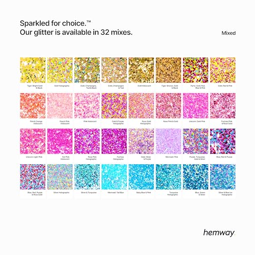 Hemway Mermaid Pink Mix Glitter Chunky Multi Purpose Dust Powder Arts & Crafts Wine Glass Decoration Weddings Flowers Cosmetic Face Eye Body Nails Skin Hair Festival 100g