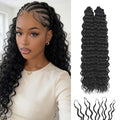 Flvaco 14" Deep Wave Feather Crochet Hair 50 Strands - 1B