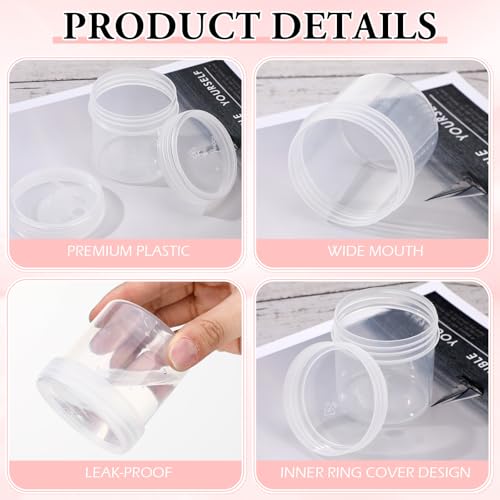 Meanplan 100 Pcs 3.4 oz Plastic Container Jars with Lids Round Leak Proof Refillable Small Cosmetic Jars for Lotion, Cream, Makeup, Eye Shadow, Rhinestone, Samples, Pot, Travel Storage(Clear)