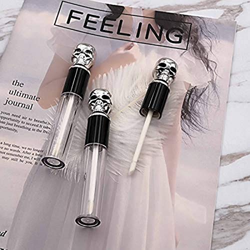 6 Pack 10ml Empty Lip Gloss Tubes with Skull Cap & Brush