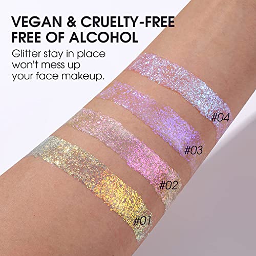 Holographic Body Glitter Gel - Long-Lasting Shimmer for Face & Body