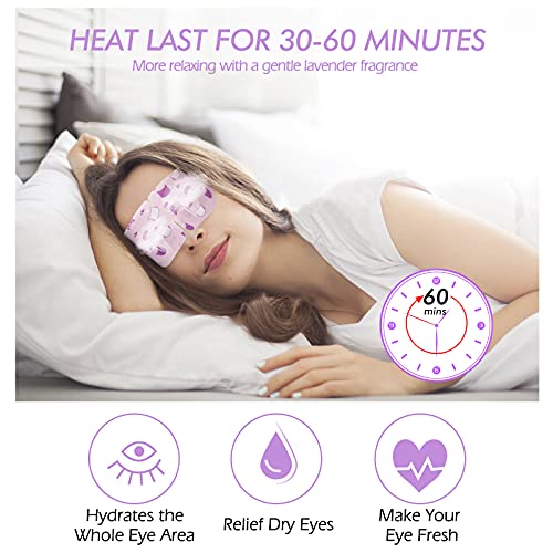 Jekeno Steam Eye Mask Heated – 16 Packs Lavender Self-Heating Warm Compress
