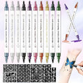 Temporary Tattoo Markers Kit - 10 Colors + 81 Stencils