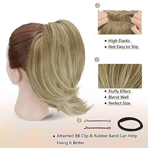 Straight Hair Bun Extension with Elastic - Light Ash Blonde