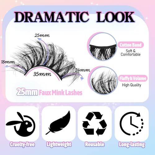 Losha 25mm 3D Faux Mink Lashes - Fluffy Volume False Eyelashes 4 Pairs