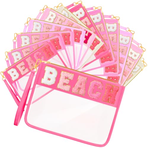Chenille Letter Zipper Pouch 12-Pack - Clear PVC Beach Bag