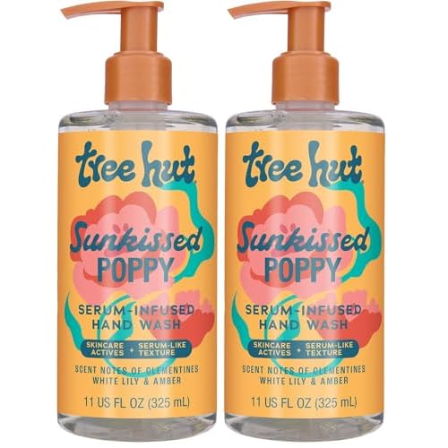 Tree Hut Sunkissed Poppy Serum Infused Hand Wash, Nourish & Hydrate Hands with Strengthening Skin Care, Long Lasting Scent, Cleanse & Lock in Moisture, 11 fl oz. (Pack of 2)