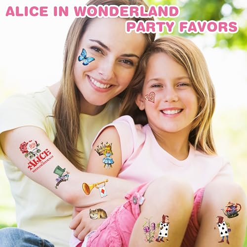 96pcs Alice in Wonderland Temporary Tattoos Sticker Sheets