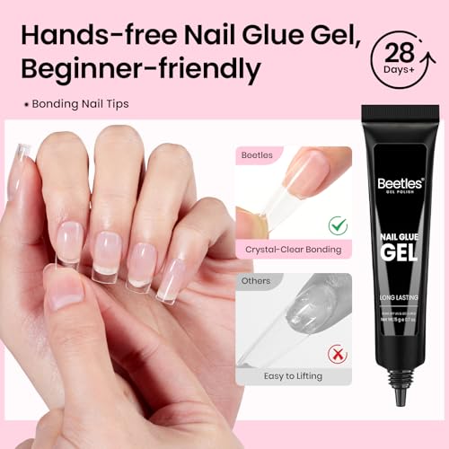 Beetles Gel Nail Kit with 320 Tips, 16 Sizes, UV Lamp & Glue