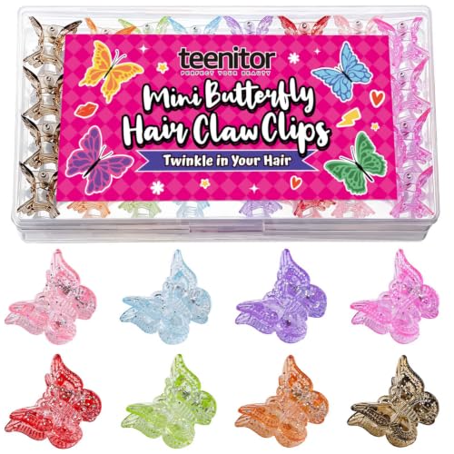 Butterfly Hair Claw Clips 32Pcs Sparkly Glitter Mini Clips