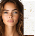 Flash Tattoos Pixie Dust Authentic Metallic Temporary tattoos-2 sheet mini pack | Includes over 24 premium foil waterproof tattoos, face glitter, face gems, festival, face freckles