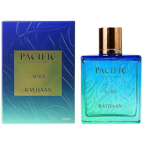 RAYHAAN Pacific Aura - Citrus, Aromatic, Mint, Amber, Fresh - Eau de Parfum Spray for Men, 3.4 Ounce / 100 ml