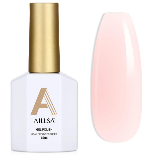 AILLSA Nude Gel Polish Pink Bunny Jelly Gel Nail Polish Sheer Neutral Translucent Gel Polish Long Lasting Milky Natural Color Nails Soak Off U V Gel for Nail Art at Home Valentine Gift 0.51 Oz GD53