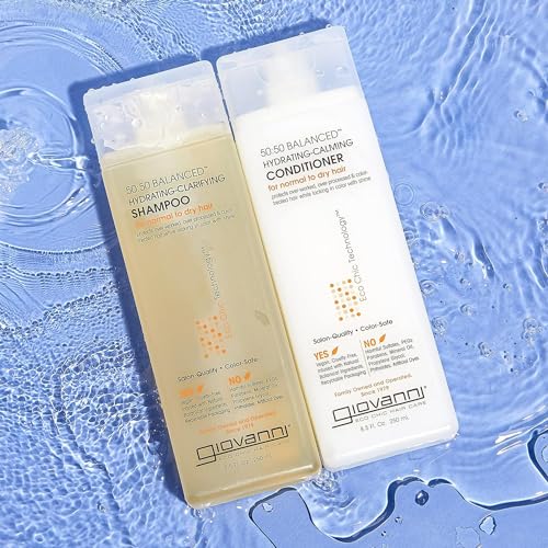 GIOVANNI ECO CHIC 50:50 Balanced Hydrating Calming Conditioner - Leaves Hair pH Balanced, Ideal for Over-Processed, Environmentally Stressed Hair, No Parabens, Color Safe, Sulfate Free - 8.5 oz