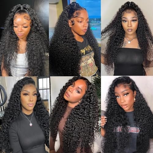 13x6 Water Wave Lace Front Wigs Human Hair Wigs 10A 250 Density HD Transparent Wet and Wavy Lace Front Wigs Glueless Deep Curly Lace Frontal Wigs Human Hair Pre Plucked for Women£¨12 Inch£©