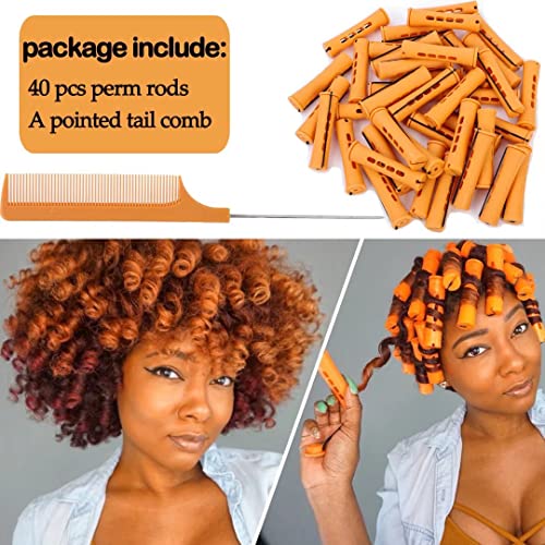 40pcs Cold Wave Perm Rods Set with Comb for Natural Hair