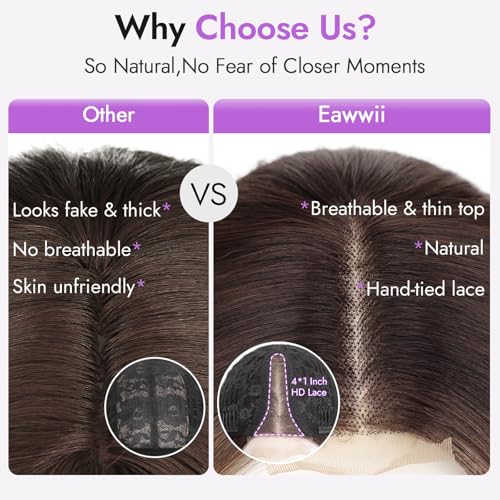 Brown Highlight Wavy Bob Wig 14" - Glueless Synthetic Lace