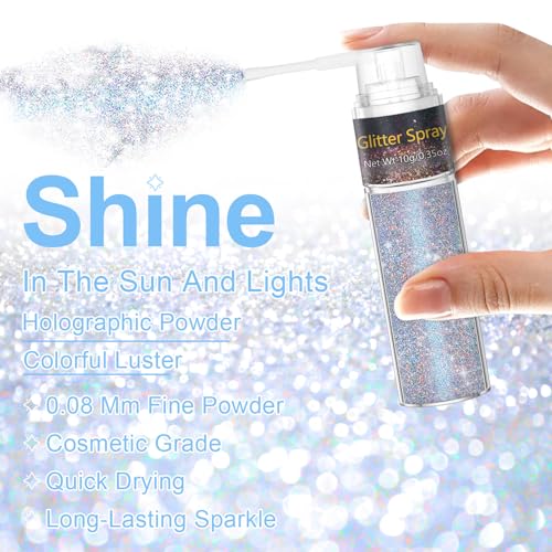 Rainbow Glitter Spray for Hair, Body & Face - Festival Sparkle