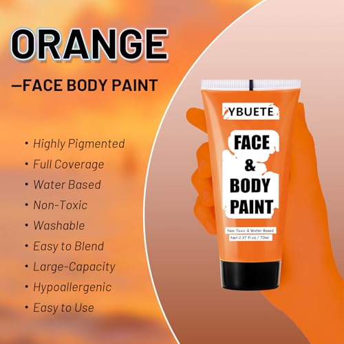 Orange Water-Based Face & Body Paint 70ml Tube