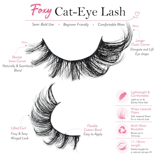 Fox Eye D Curl False Eyelashes Strip Lashes 10 Pairs