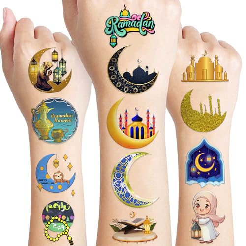 Ramadan Temporary Tattoos - 96 PCS Islamic Eid Kareem Stickers